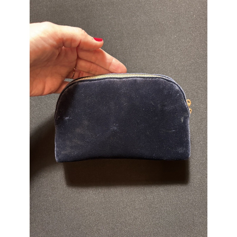 DIOR Beauty CD Logo Elegant Navy Blue Velvet Clutch Cosmetic Bag Makeup Pouch - Picture 6 of 7